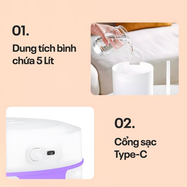 Đặc điểm nổi bật của máy phun sương tạo ẩm, xông tinh dầu Fujihome HM05B