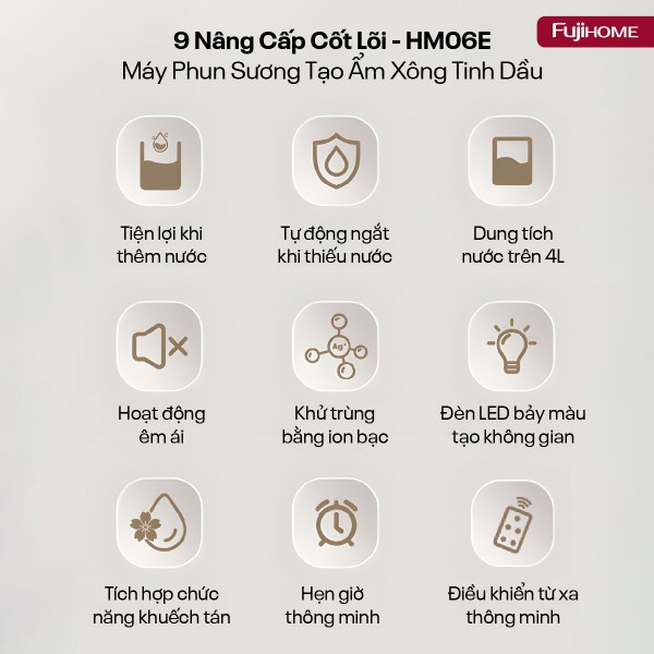 Lý do nên chọn máy phun sương tạo ẩm, xông tinh dầu Fujihome HM06E