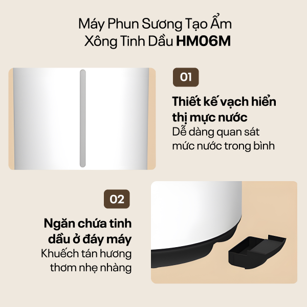 Đặc điểm nổi bật của máy phun sương tạo ẩm, xông tinh dầu Fujihome HM06M
