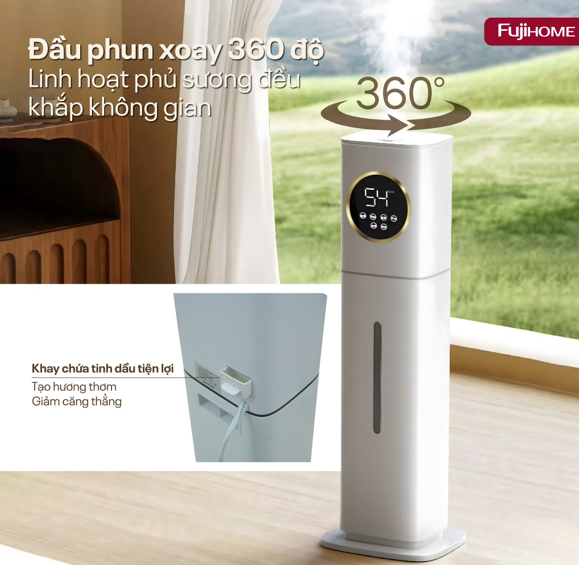 Đặc điểm nổi bật của máy tạo ẩm, xông tinh dầu, khử khuẩn UV Fujihome HM09UV1