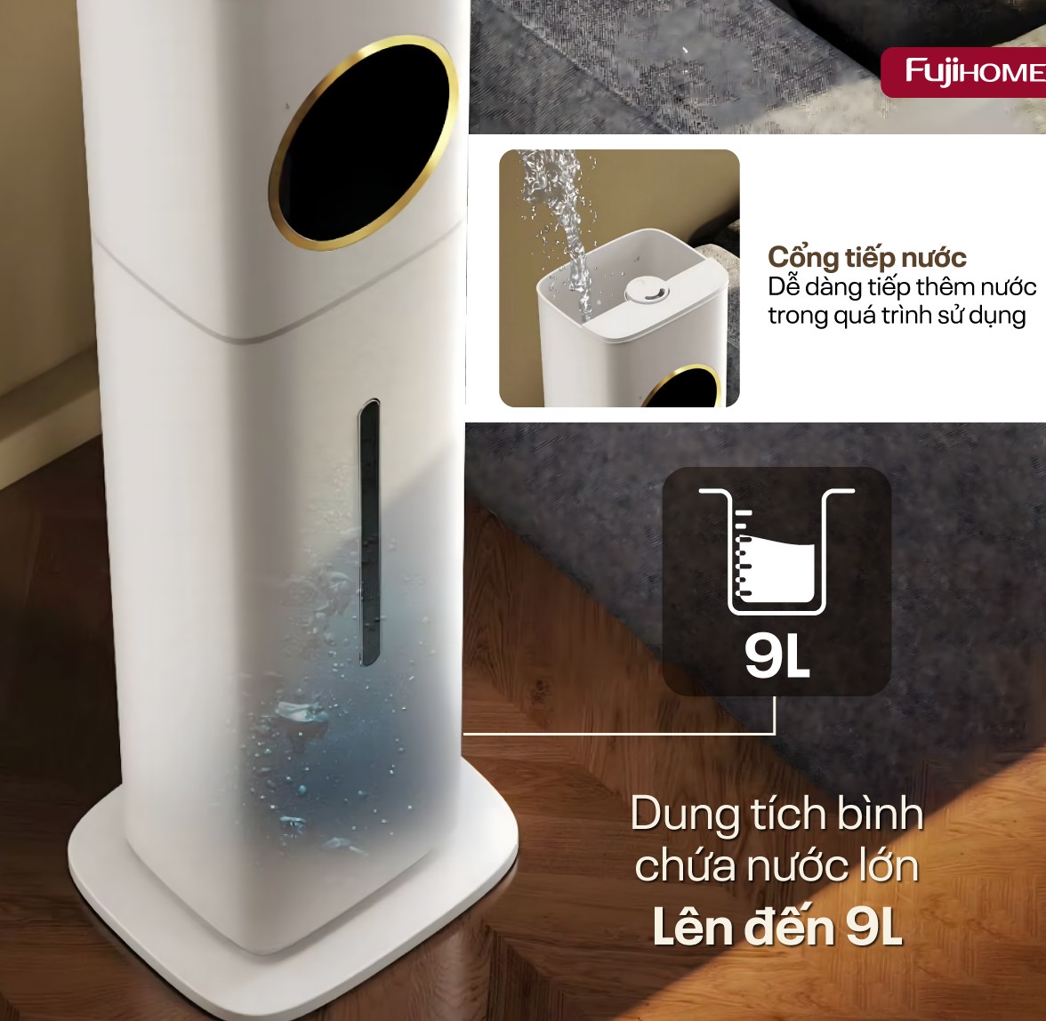 Đặc điểm nổi bật của máy tạo ẩm, xông tinh dầu, khử khuẩn UV Fujihome HM09UV1