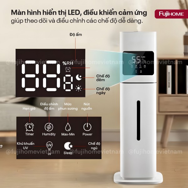 Đặc điểm nổi bật của máy tạo ẩm, xông tinh dầu, khử khuẩn UV Fujihome HM09UV2