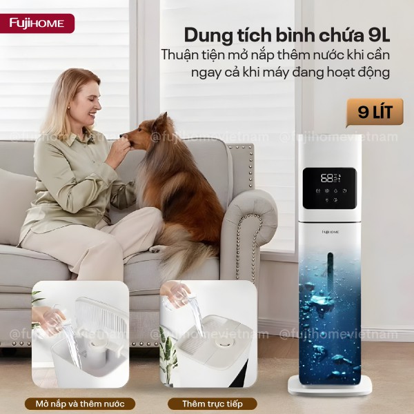Đặc điểm nổi bật của máy tạo ẩm, xông tinh dầu, khử khuẩn UV dung tích lớn Fujihome HM09UV2