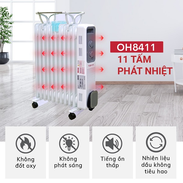 Đặc điểm nổi bật của máy sưởi dầu Fujihome OH8411