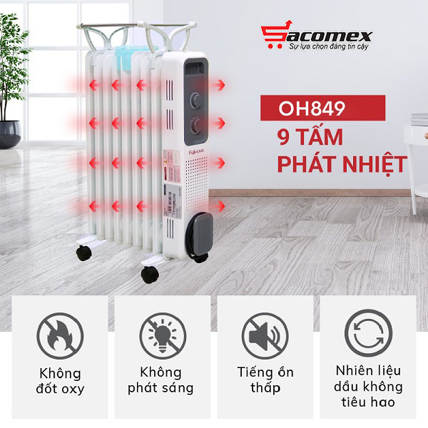 Ưu điểm vượt trội của máy sưởi dầu Fujihome OH849