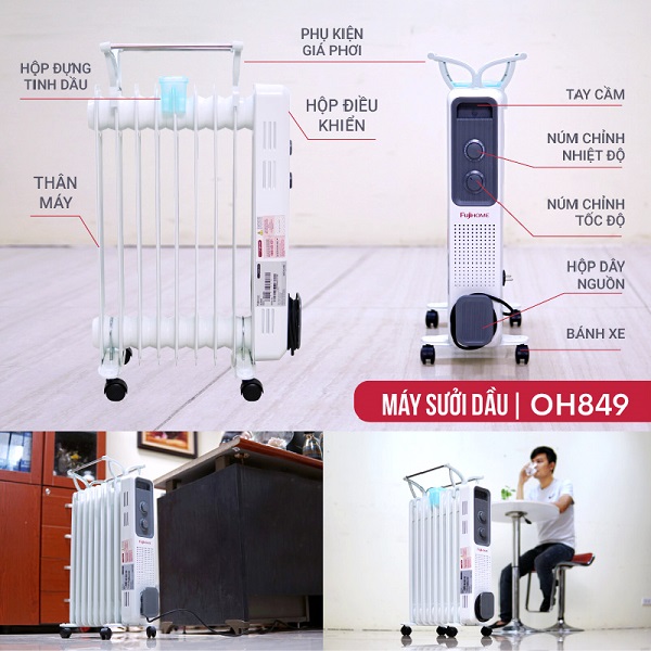 Đặc điểm nổi bật của máy sưởi dầu Fujihome OH849
