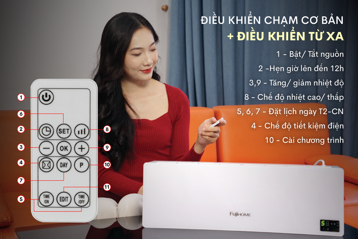 Quạt sưởi điều hòa treo tường Fujihome FHW4000