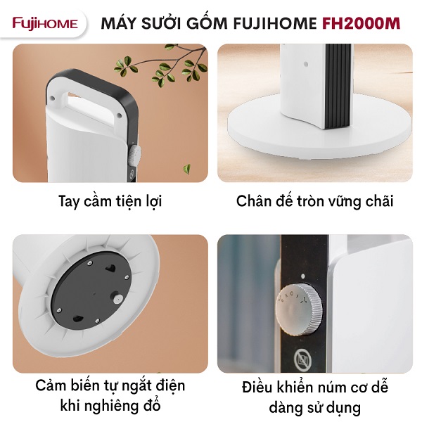quạt sưởi gốm Ceramic để sàn Fujihome FH2000M