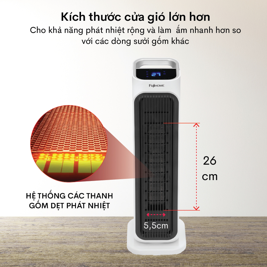 quạt sưởi gốm Ceramic để sàn FujiHome FH3000
