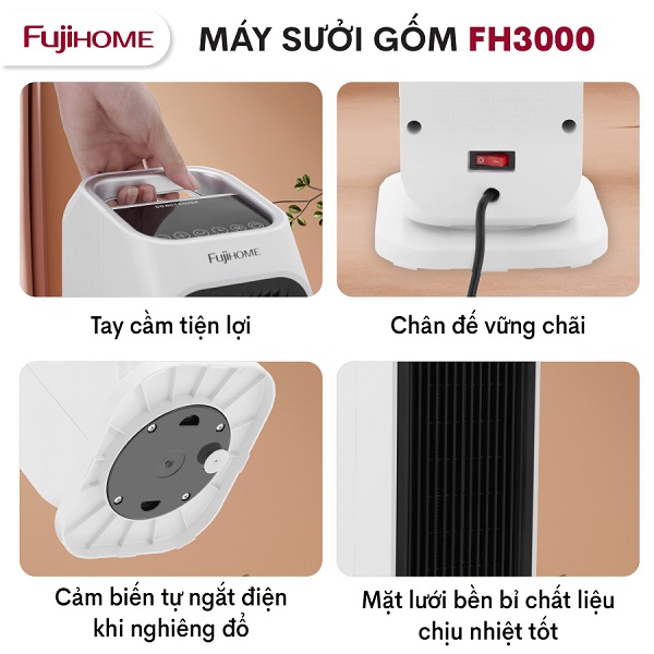 quạt sưởi gốm Ceramic để sàn FujiHome FH3000