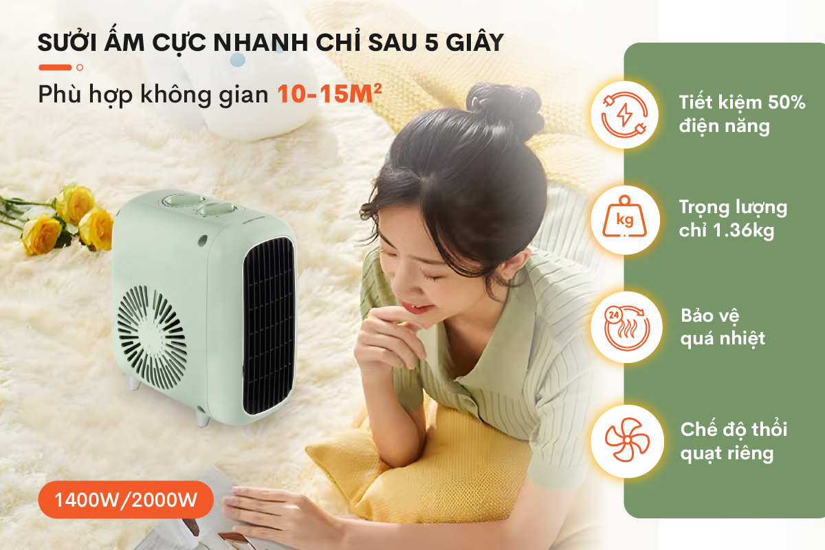 Quạt sưởi gốm mini Fujihome FH1200