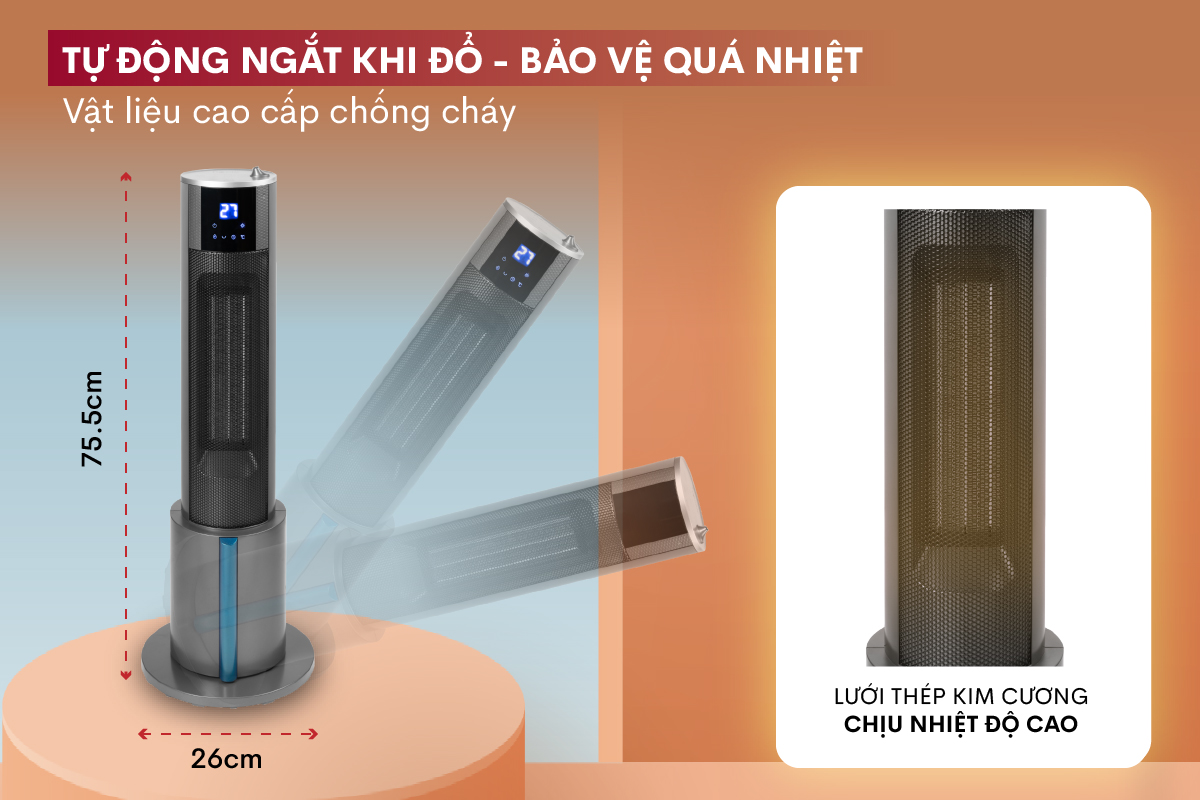 quạt sưởi gốm tích hợp tạo ẩm Fujihome FH6000