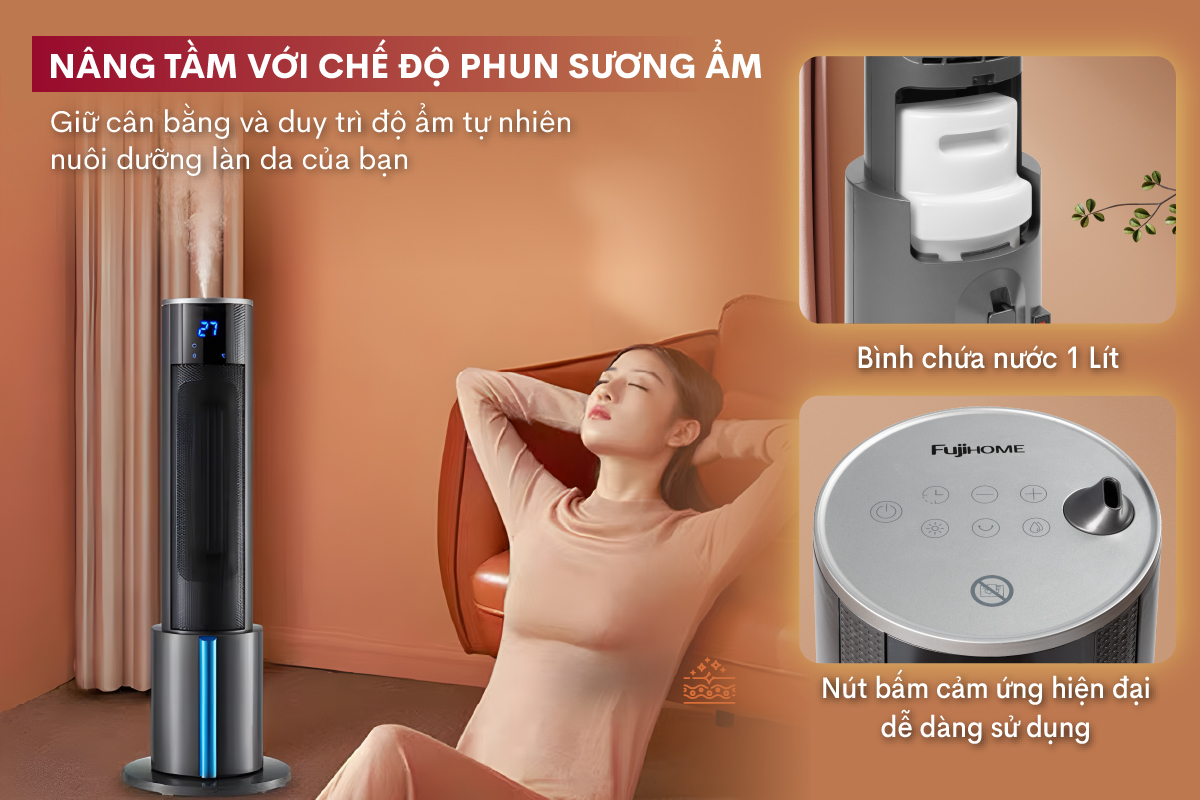 quạt sưởi gốm tích hợp tạo ẩm Fujihome FH6000