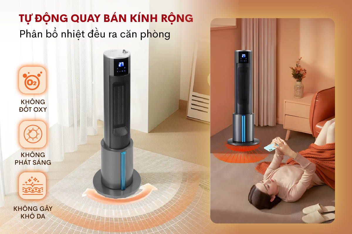 quạt sưởi gốm tích hợp tạo ẩm Fujihome FH6000
