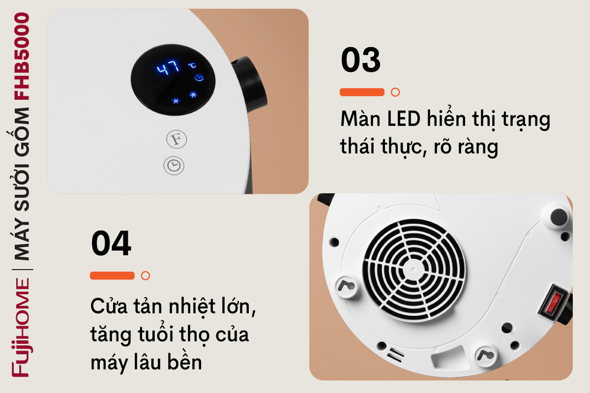 Quạt sưởi treo tường nhà tắm Fujihome FHB5000
