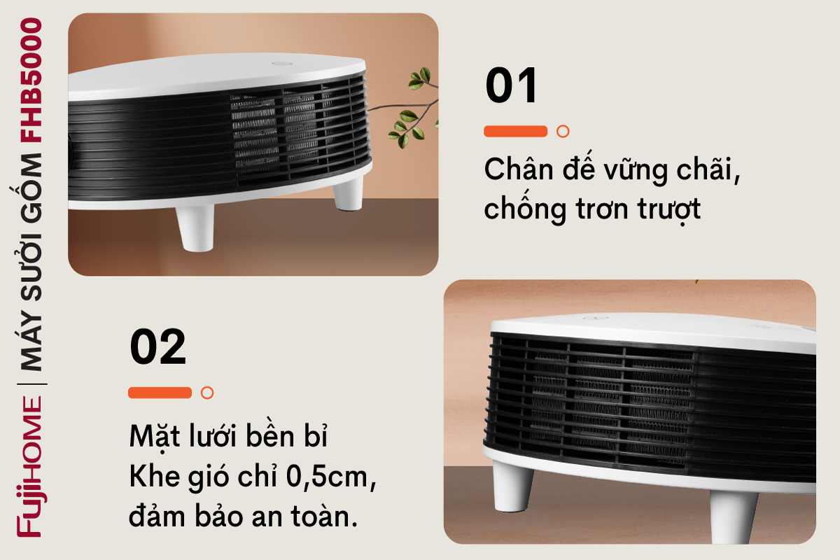 Quạt sưởi treo tường nhà tắm Fujihome FHB5000