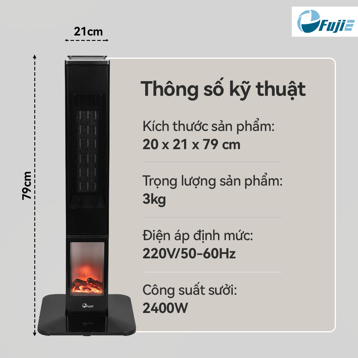 Đặc điểm nổi bật của máy sưởi gốm Fujie VH08