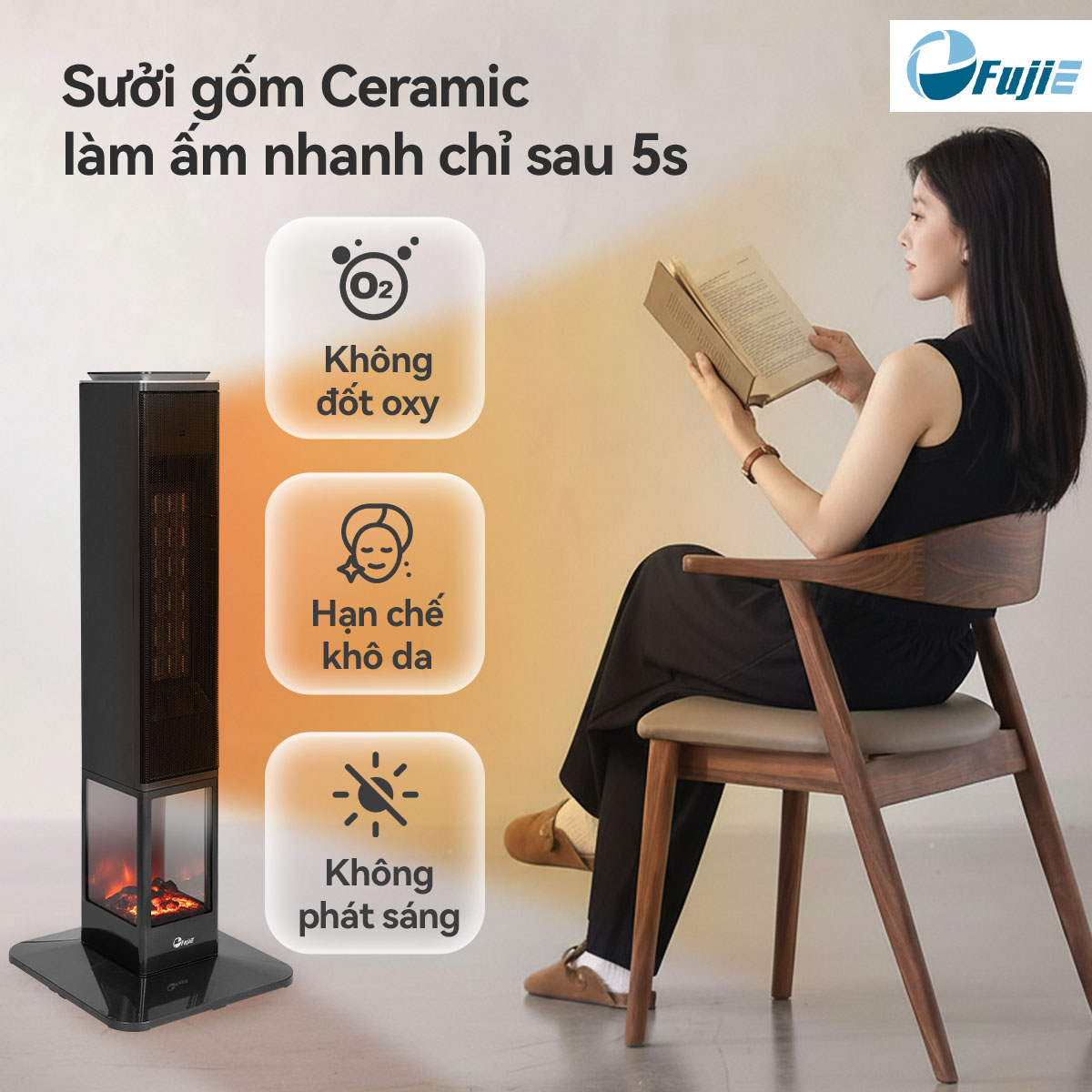 Đặc điểm nổi bật của máy sưởi gốm Fujie VH08