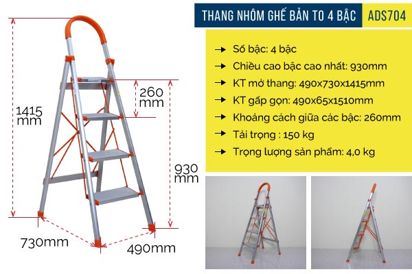 Thang nhôm ghế ADVINDEQ ADS-704