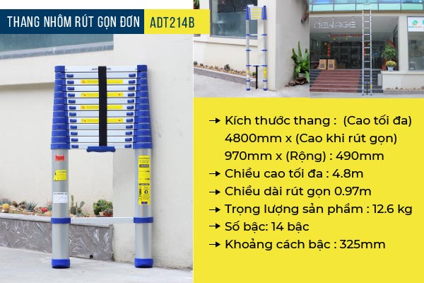  Công dụng của thang nhôm rút gọn đơn Advindeq ADT214B