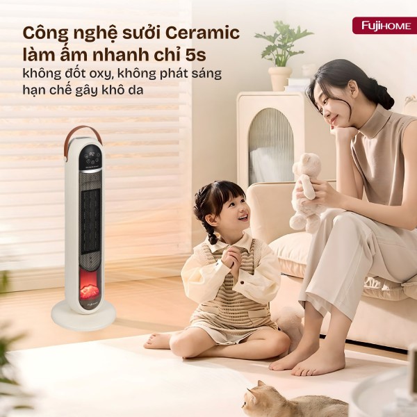 Đặc điểm nổi bật của quạt sưởi gốm điều khiển bằng giọng nói Fujihome FH202