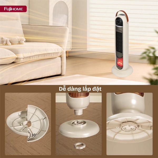 Đặc điểm nổi bật của quạt sưởi gốm điều khiển bằng giọng nói Fujihome FH202