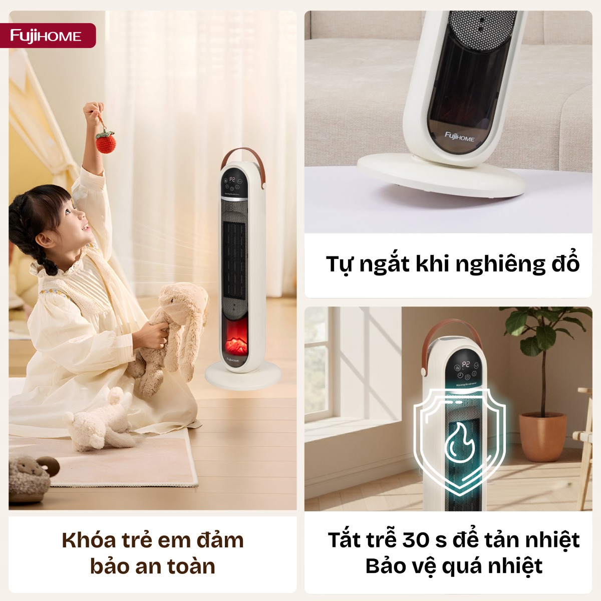 Đặc điểm nổi bật của quạt sưởi gốm điều khiển bằng giọng nói Fujihome FH202
