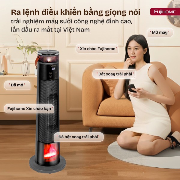 Đặc điểm nổi bật của quạt sưởi gốm điều khiển bằng giọng nói Fujihome FH3303