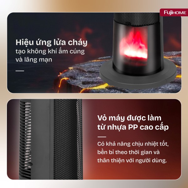 Đặc điểm nổi bật của quạt sưởi gốm điều khiển bằng giọng nói Fujihome FH3303