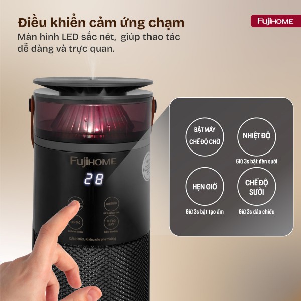 Đặc điểm nổi bật của quạt sưởi gốm điều khiển bằng giọng nói Fujihome FH3303