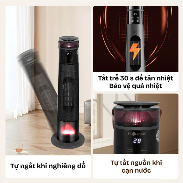 Đặc điểm nổi bật của quạt sưởi gốm điều khiển bằng giọng nói Fujihome FH3303B