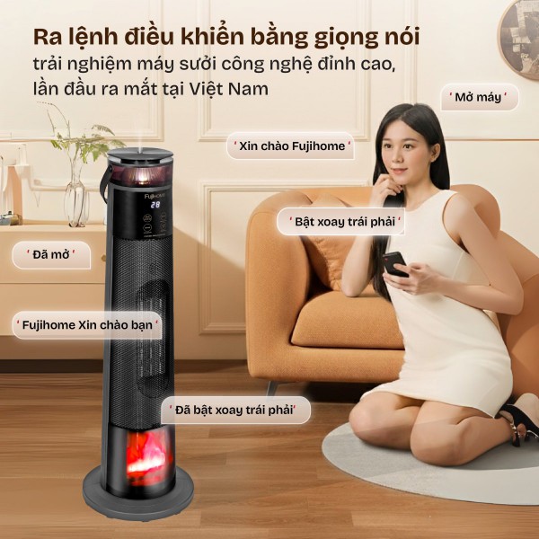 Đặc điểm nổi bật của quạt sưởi gốm điều khiển bằng giọng nói Fujihome FH3303B