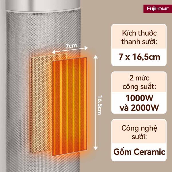 Đặc điểm nổi bật của quạt sưởi gốm Fujihome FH3100M