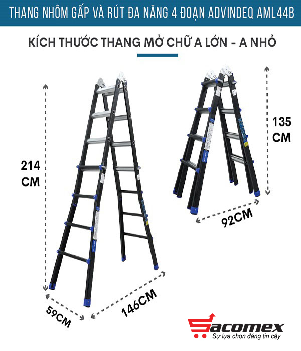 Ưu điểm nổi bật của thang nhôm rút 4 đoạn Advindeq AML44B