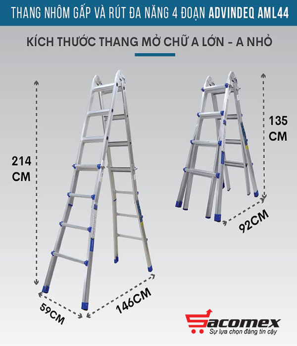 Ứng dụng của thang nhôm rút 4 đoạn Advindeq AML44W