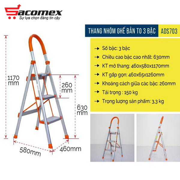 Những điểm tiện lợi của Thang nhôm ghế ADVINDEQ ADS-703