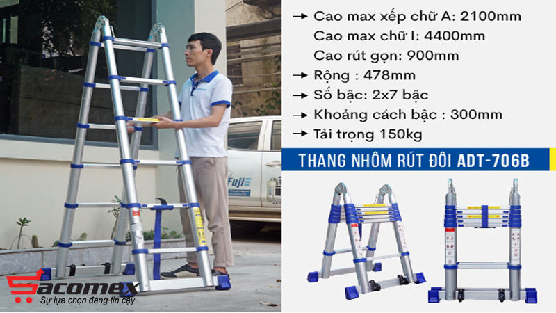Thang nhôm rút gọn (chữ A) Advindeq ADT706B