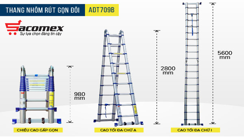 Thang nhôm rút gọn Advindeq ADT709B