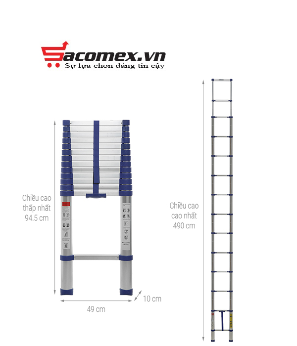 Thang nhôm rút gọn đơn Advindeq ADT214B