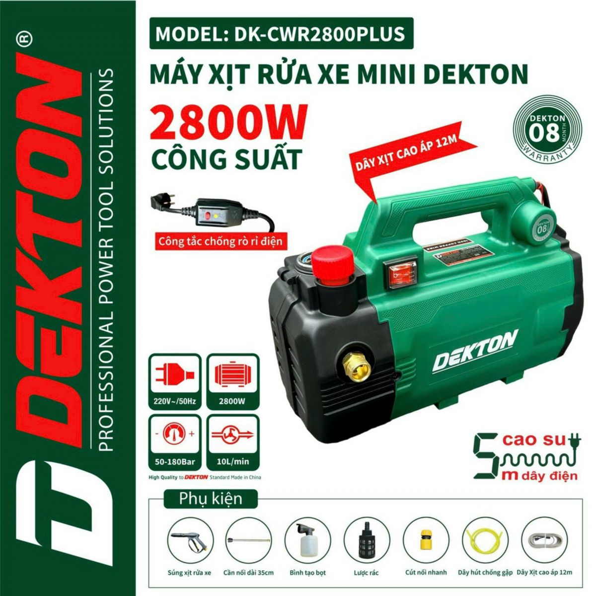 Ưu điểm nổi bật của máy xịt rửa xe gia đình Dekton DK-CWR2800PLUS