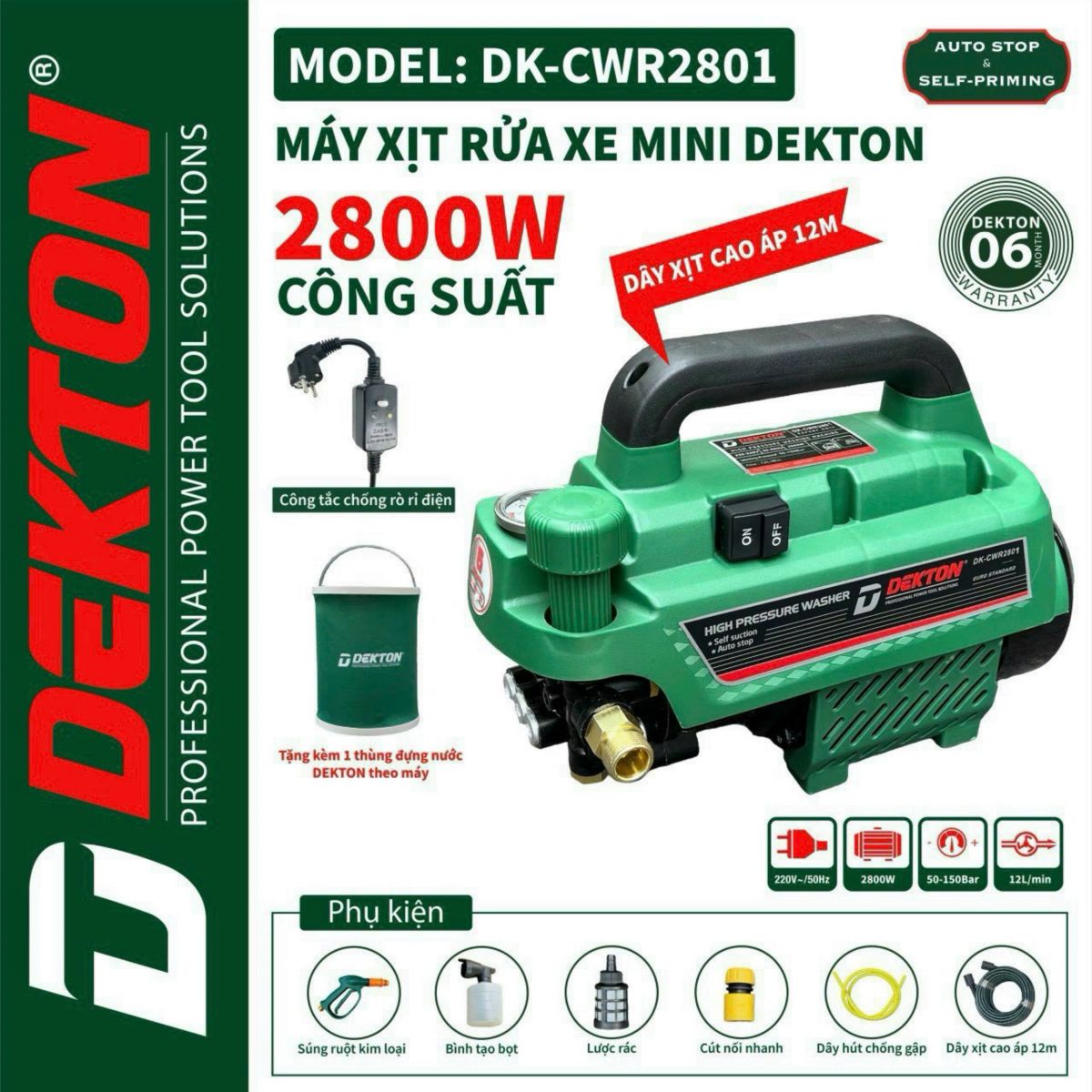 Đặc điểm nổi bật của máy xịt rửa xe mini Dekton DK-CWR2801