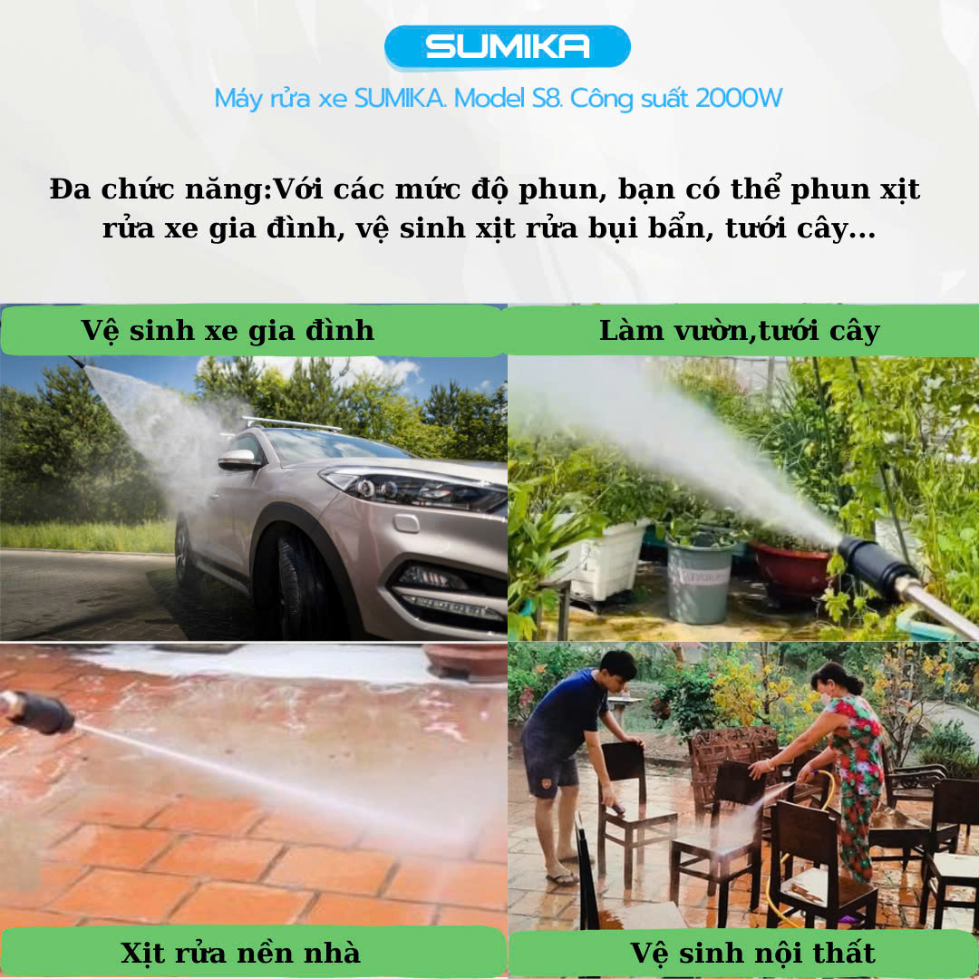 Giới thiệu về máy rửa xe gia đình Sumika S8
