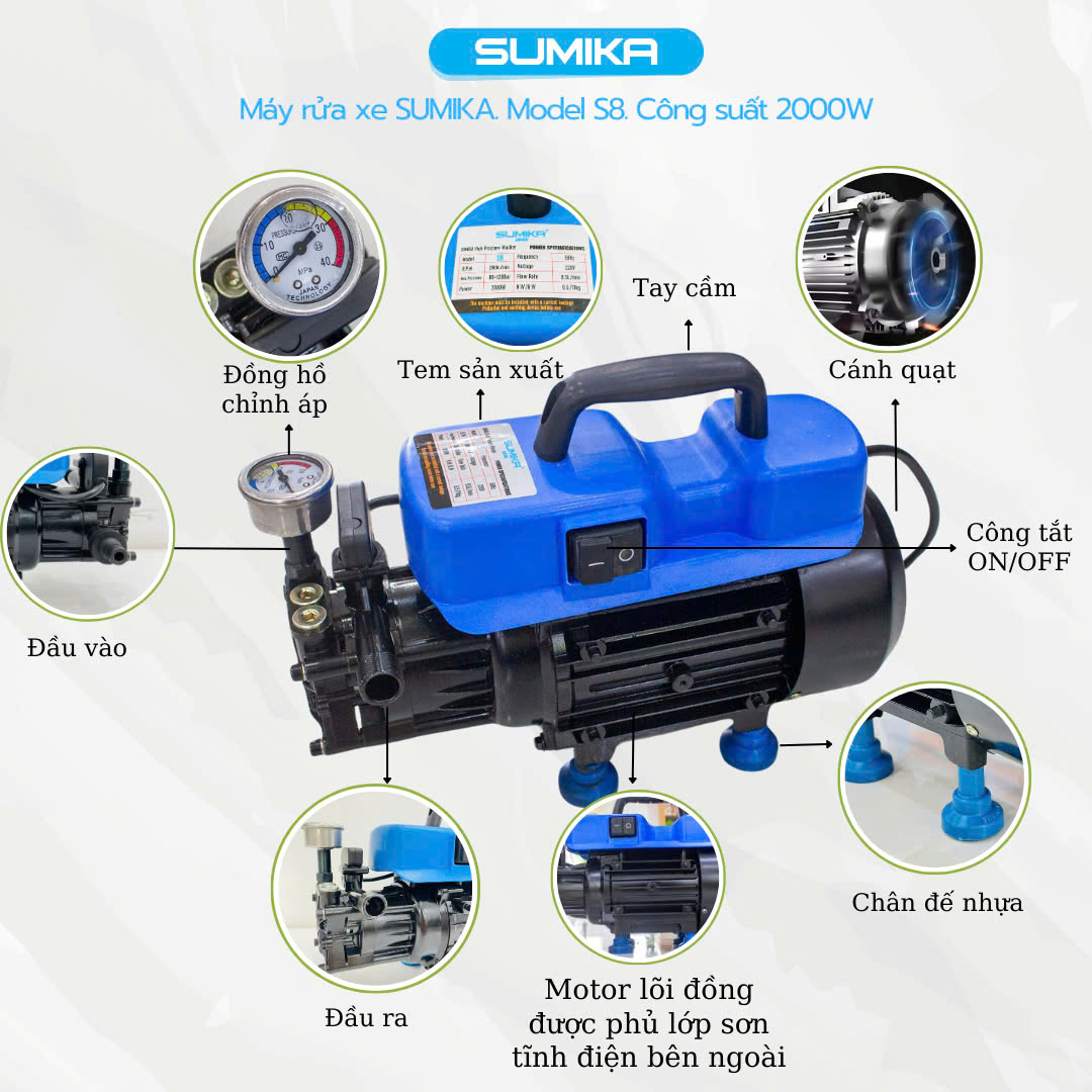 Tính năng nổi bật của máy rửa xe gia đình Sumika S8