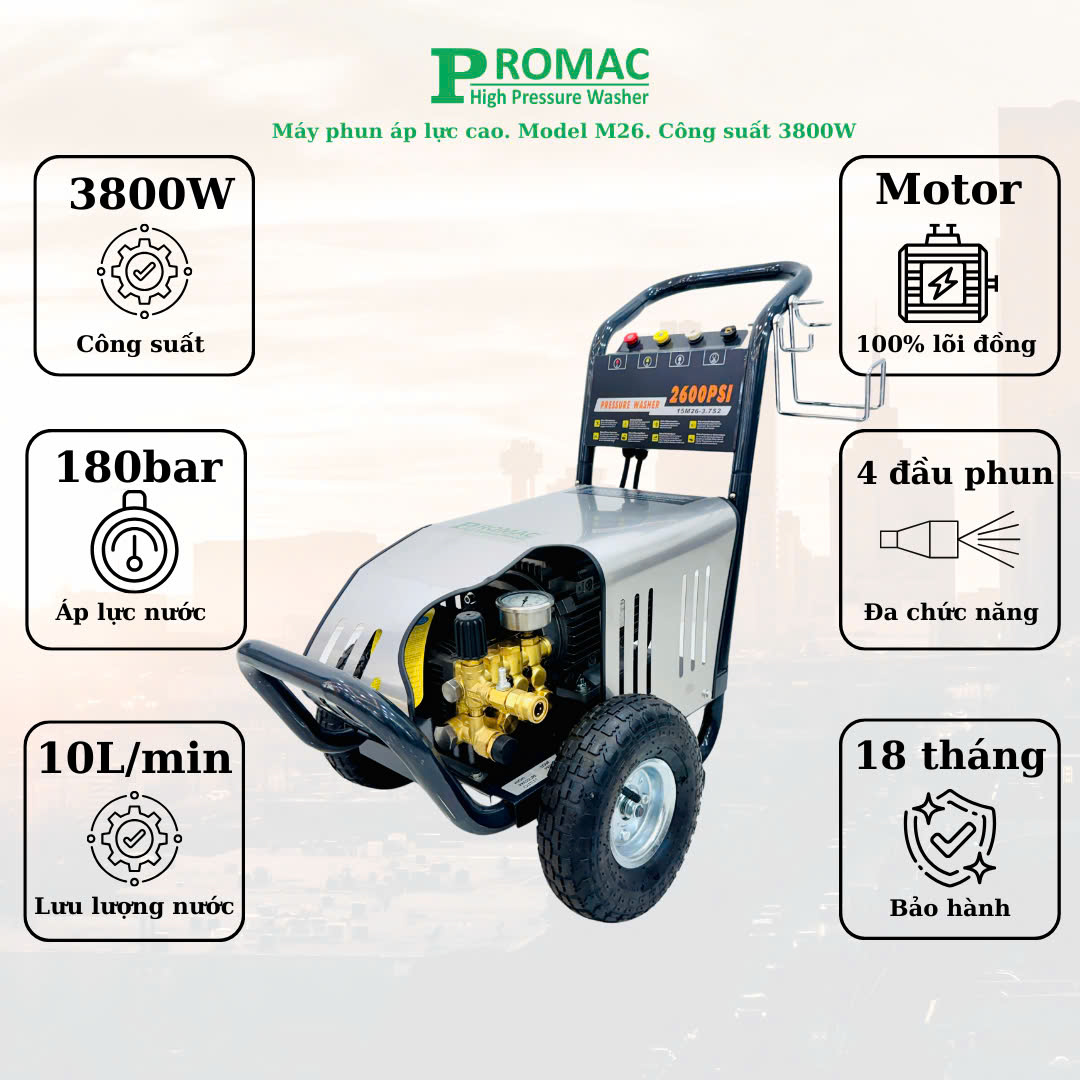 Ưu điểm nổi bật của máy phun rửa Promac M26