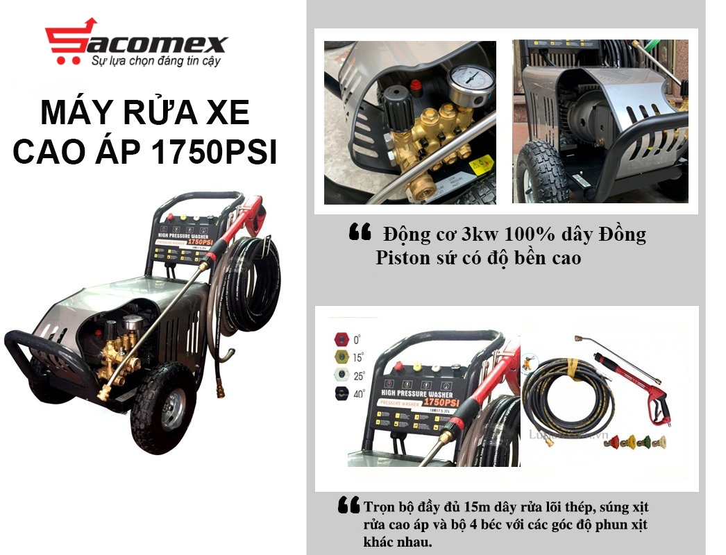 máy phun rửa áp lực cao Lutian 1750PSI - 3KW