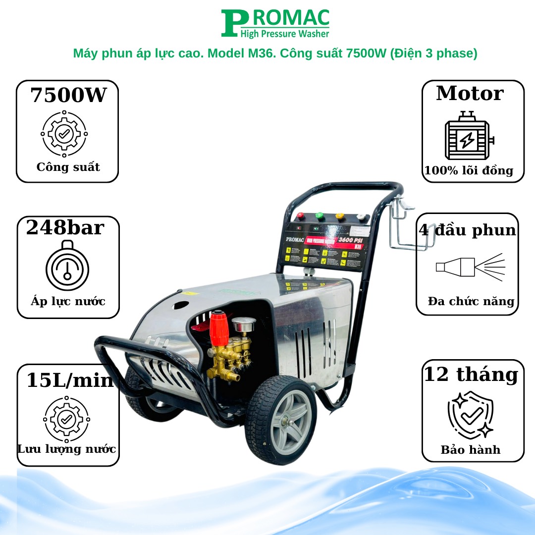 Ưu điểm nổi bật của máy phun rửa áp lực cao Promac M36