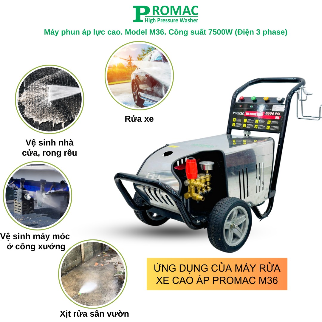 Ứng dụng thực tế của máy phun rửa áp lực cao Promac M36