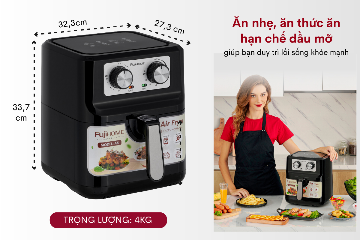Giới thiệu nồi chiên không dầu Fujihome A5