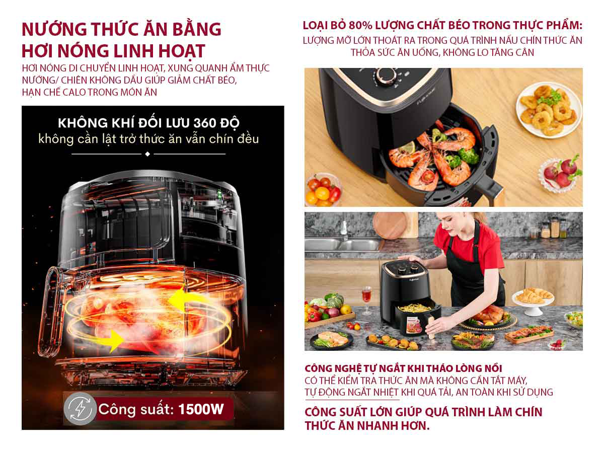 Ưu điểm nổi bật của nồi chiên không dầu Fujihome A4EB 4.5Lít