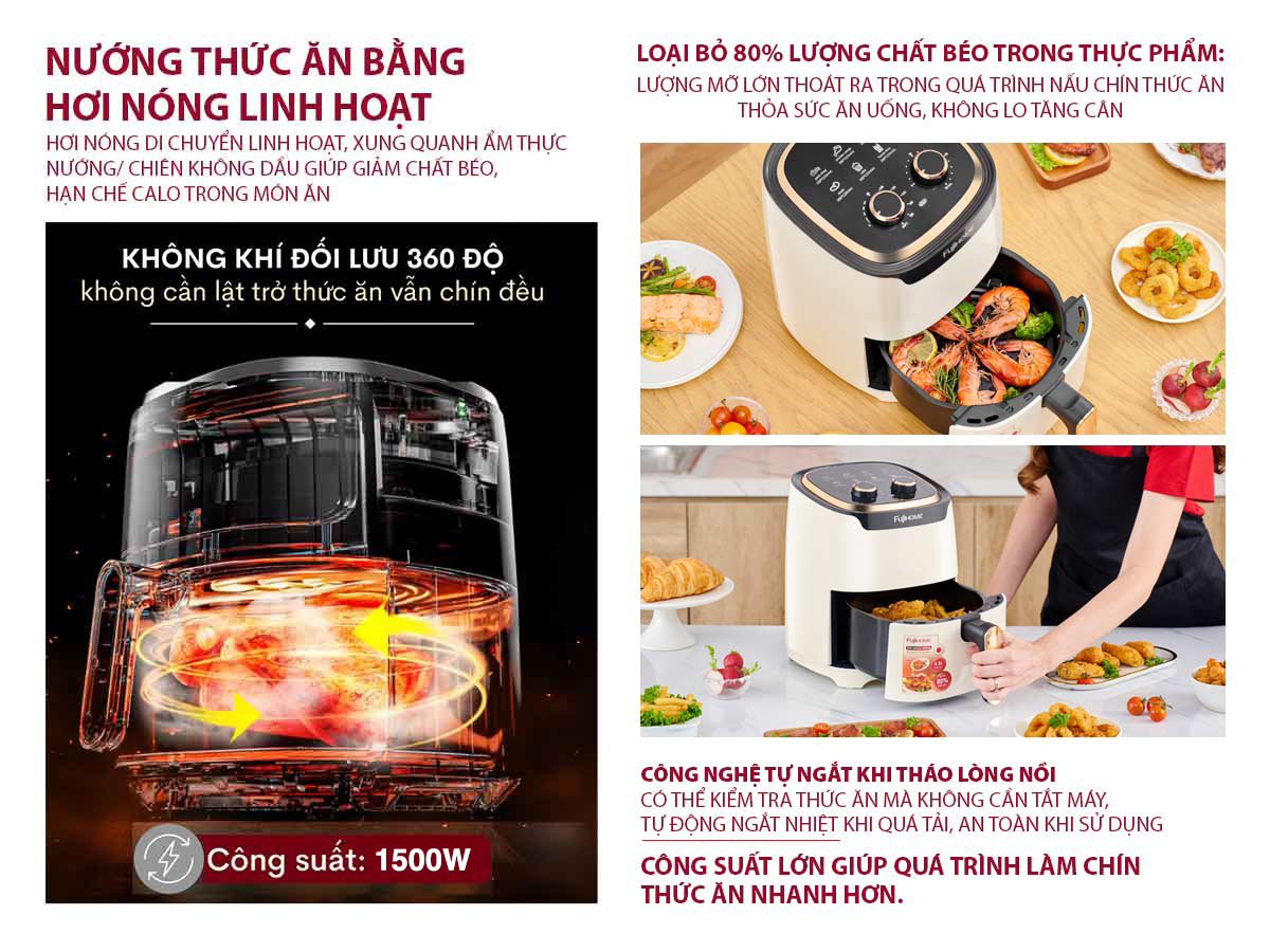 Ưu điểm nổi bật của nồi chiên không dầu Fujihome A4EW 4.5Lít